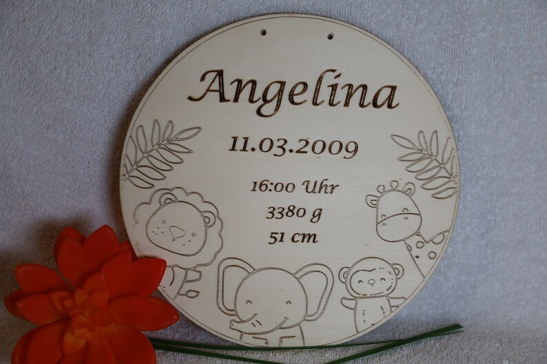 Namensschild, Geburtsschild aus Holz. personalisierte Geschenkidee zur Geburt , Taufe Bild 1