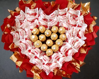 Praline bouquet, Raffaello bouquet, Ferrero Rocher bouquet, Edible flower bouquet - Raffaello & Ferrero