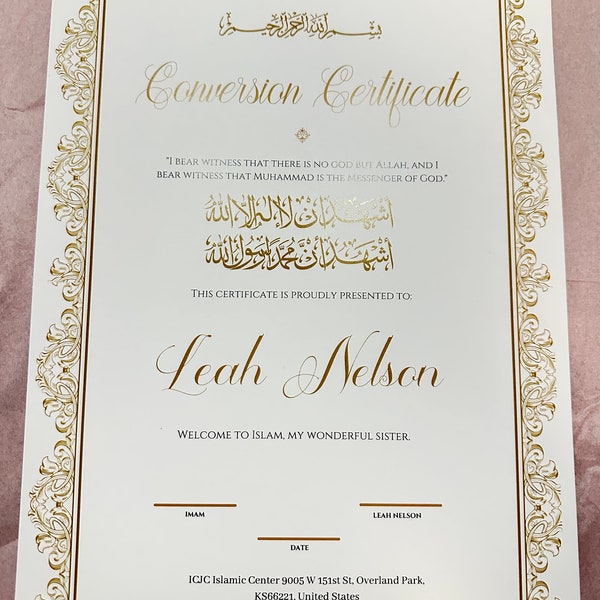 Conversion Shahada Certificate Etsy Conversion Shahada Certificate Etsy