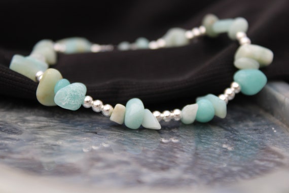 Elegant Sterling Silver Amazonite Crystal Bracelet - Genuine S925 Jewellery Bead Charm