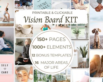 Vision Board Kit: 1000+ Elements, Positive Affirmations (Printable)