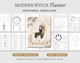Modern Witch Planner Printable: 2025 Dated & Undated (8.5x11")