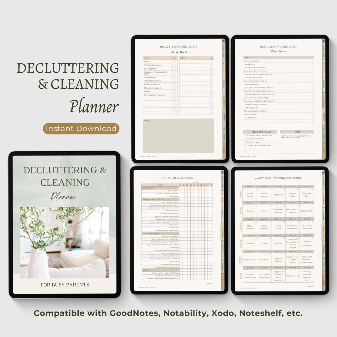 Digital Declutter Checklist.pdf Digital Decluttering & Cleaning Planner for Parents (PDF) - Etsy