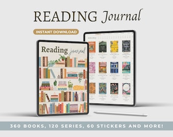Digital reading journal, digital bookshelf, book journal planner, book lover gift, Goodnotes reading planner, book tracker, reading log