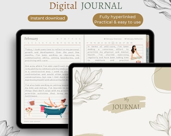 Digital journal notebook Goodnotes journal iPad bullet journal fully hyperlinked 365 daily digital dairy minimalist vintage pastel journal