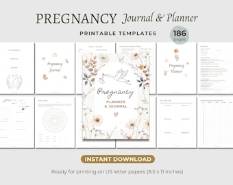 Printable Pregnancy Planner Journal: Baby Checklists, Birth Plan, Baby Shower & Postpartum Planner, Mom-To-Be Gifts (Digital Download)