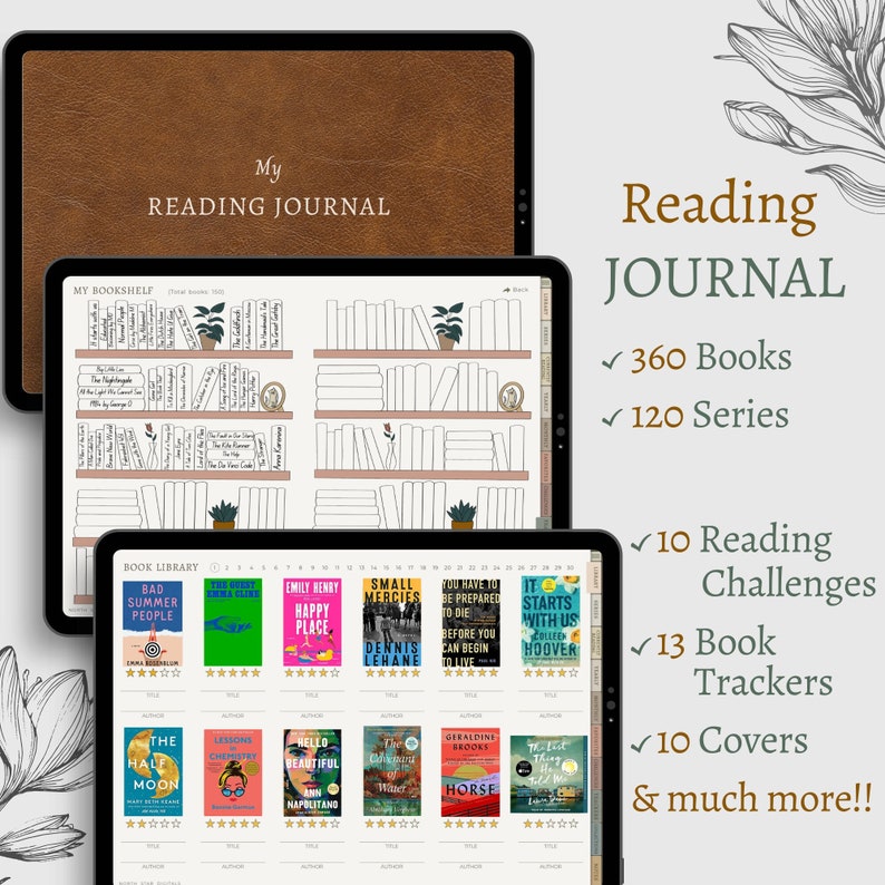 Digital Reading Journal Digital Bookshelf Book Journal Etsy