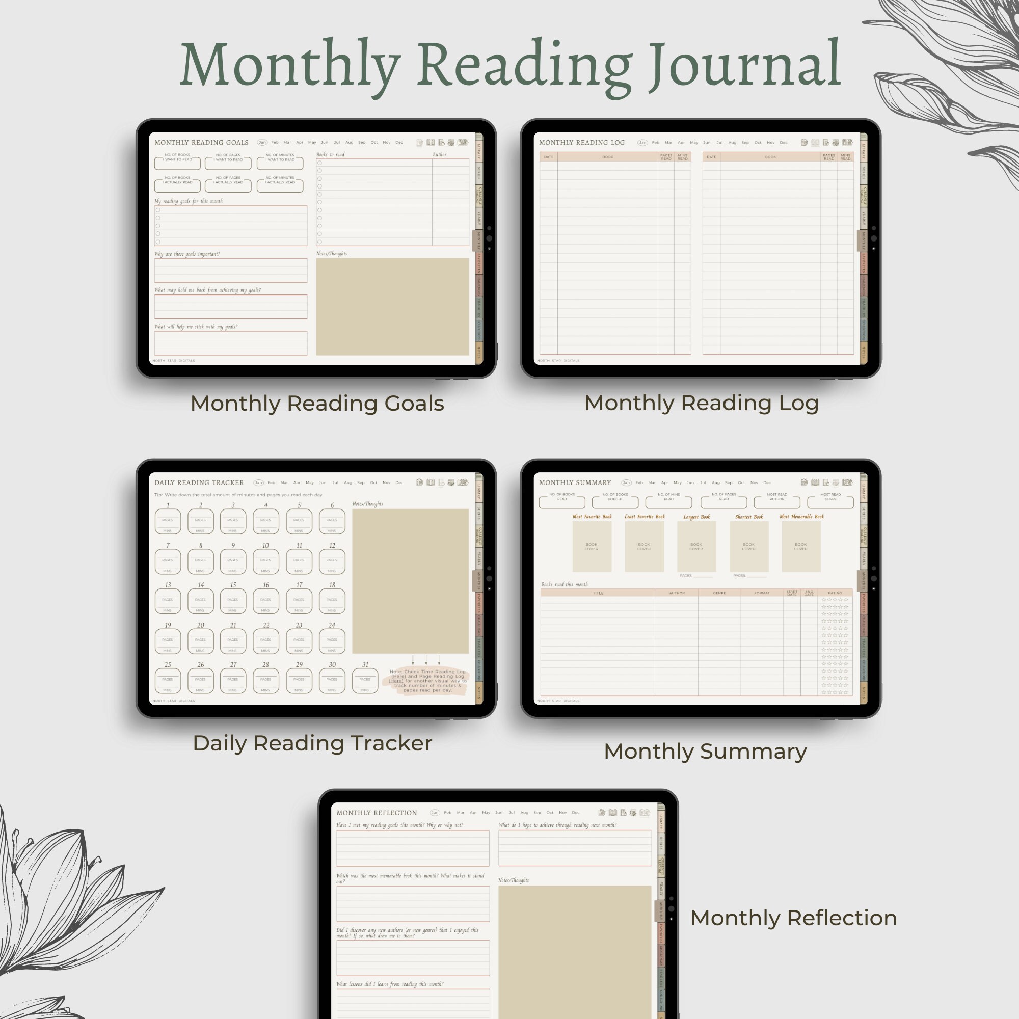 Digital Reading Journal Digital Bookshelf Book Journal Etsy