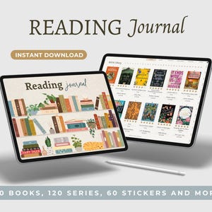 Diario di lettura digitale, libreria digitale, pianificatore di diario di lettura, regalo per amanti dei libri, pianificatore di lettura Goodnotes, book tracker, registro di lettura