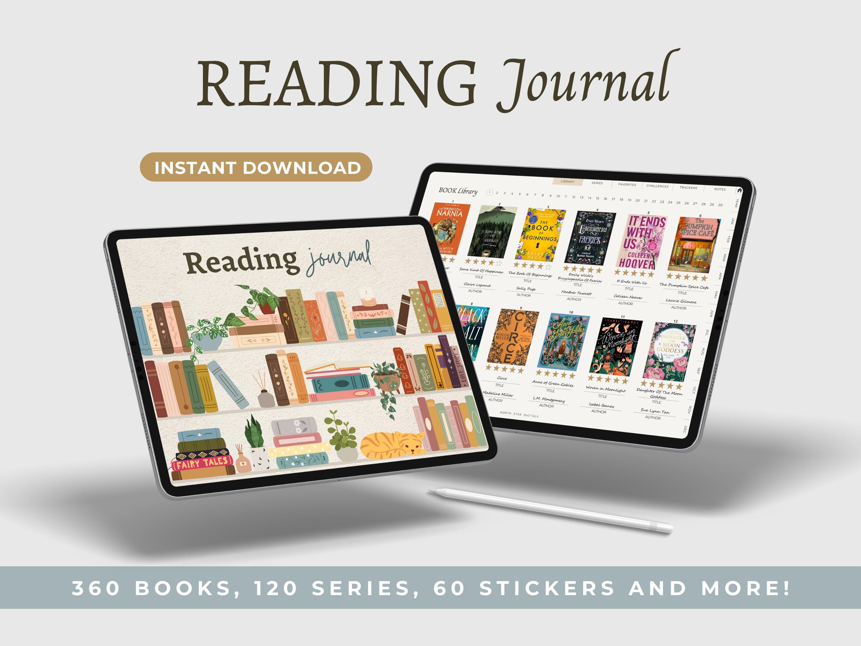 Digital reading journal, digital bookshelf, book journal planner, book lover gift, Goodnotes reading planner, book tracker, reading log
