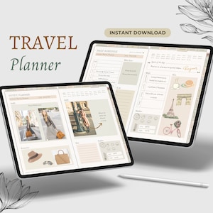 Digital travel planner, travel itinerary notebook journal, digital vacation holiday planner, travel gifts, trip organizer Goodnotes template