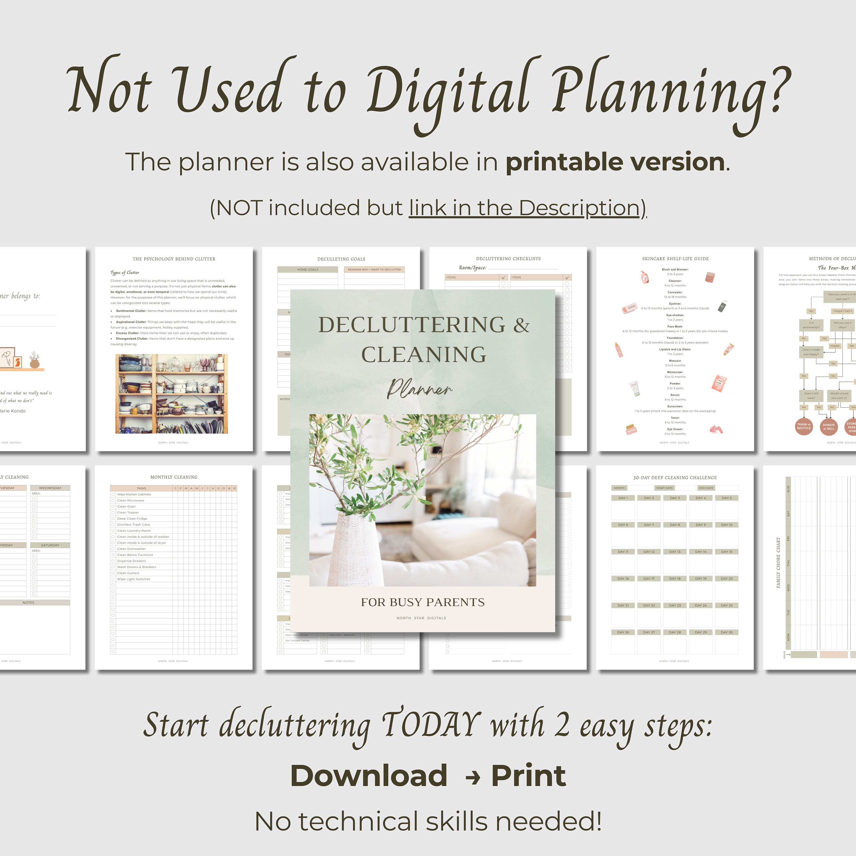 Digital Decluttering & Cleaning Planner for Parents (PDF) - Etsy