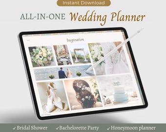 Digital Wedding Planner: Bridal Shower, Bachelorette, Honeymoon (Goodnotes iPad Planner)