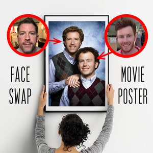 Step Brothers - Premium Gesicht Tausch Poster zum Film A.I. Familienporträt, Familiengeschenkidee, personalisiertes Porträt, Geschenke für ihn