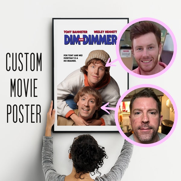 Custom Buddy Movie Poster - Premium Framed Art or Digital Download - Face Swap, Custom Text, Custom Everything! Movie Lover's Gift