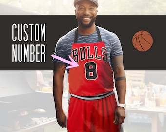 Delantal de barbacoa de los Chicago Bulls: Número de camiseta personalizado, regalo de la NBA