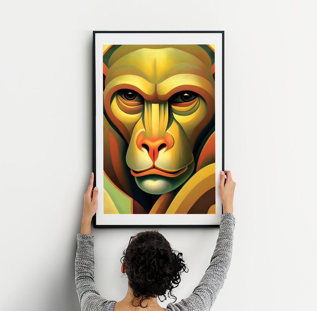 Art Deco Monkey Framed Art Gallery Quality Year of the Etsy