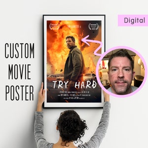 Custom Action Movie Poster: Personalized Face Swap Gift (Digital Download)