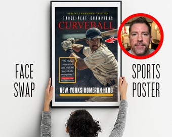 Custom MLB Baseball Magazine Poster - A.I. Face Swap, Any Team, Any Race, Custom Text, Custom Everything, Unbelievable Detail!