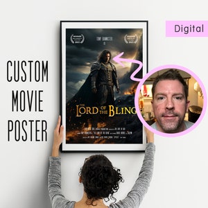 Custom Fantasy Movie Poster - Digital Download, Custom face, custom movie title, custom text, custom everything! Face Swap, Printable Gift