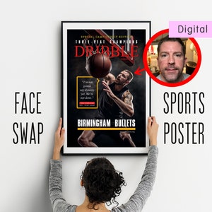 Poster personnalisé de couverture de magazine de basket-ball : A.I. Échange de visage (téléchargement numérique)