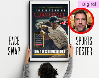 Custom MLB Baseball Magazine Poster - Digital Download, A.I. Face Swap, Any Team, Any Race, Custom Text, Custom Everything, Crazy Detail