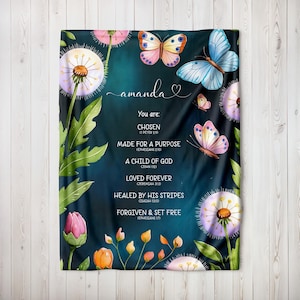 Personalized Christian Blanket with Name, Bible Verse, Custom Faith-Based Gift, You Are Loved, Religious Gift, Retirement, Birthday