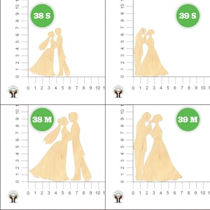 10pcs Wedding Couple Bride Groom DIY Wood Cutout Shape Silhouette Blank Unpainted, Laser Cut Unfinished Wood Craft Shapes No Engraving