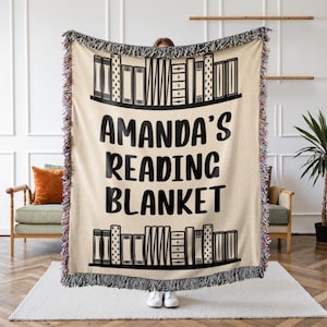 Personalized Book Lover Woven Throw with Name, 100% Cotton, Just A Girl Who Loves Books, Gift For Daughter, Gift For Bookworm Book Club