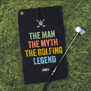 Personalized Golf Towel, Custom Name on Towel for Golf, Custom Golf Gift for Dad, For Him For Husband Father&#39;s Day Hobby