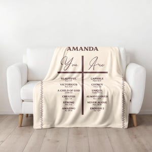 Personalized Christian Blanket with Name, Bible Verse, Custom Faith-Based Gift, You Are Loved, Religious Gift, Retirement, Birthday
