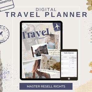 Reiseplaner-Vorlage Canva PLR MRR Druckbarer Reiseführer für Reisebüros, mobiler Reiseplan, Urlaubsplan – editierbar, kommerziell weiterverkaufbar