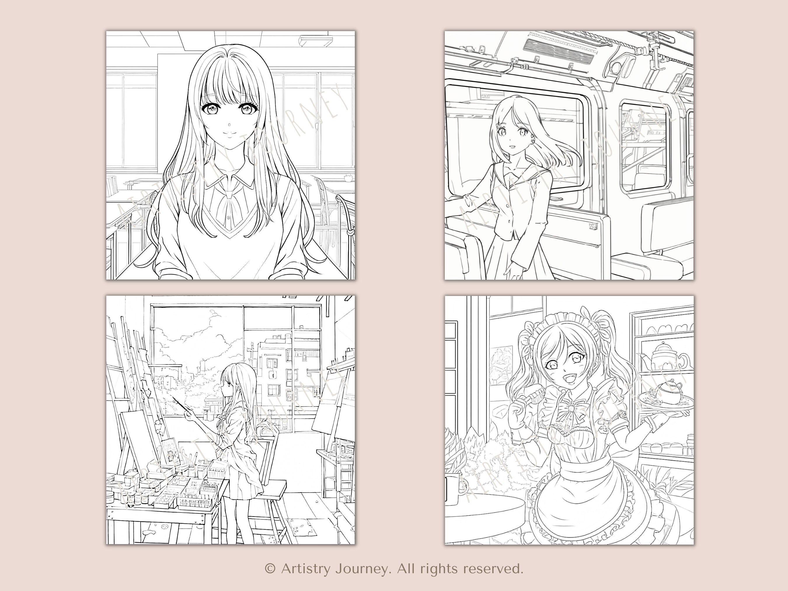 Anime Coloring Pages Manga Coloring Book Digital Download - Etsy