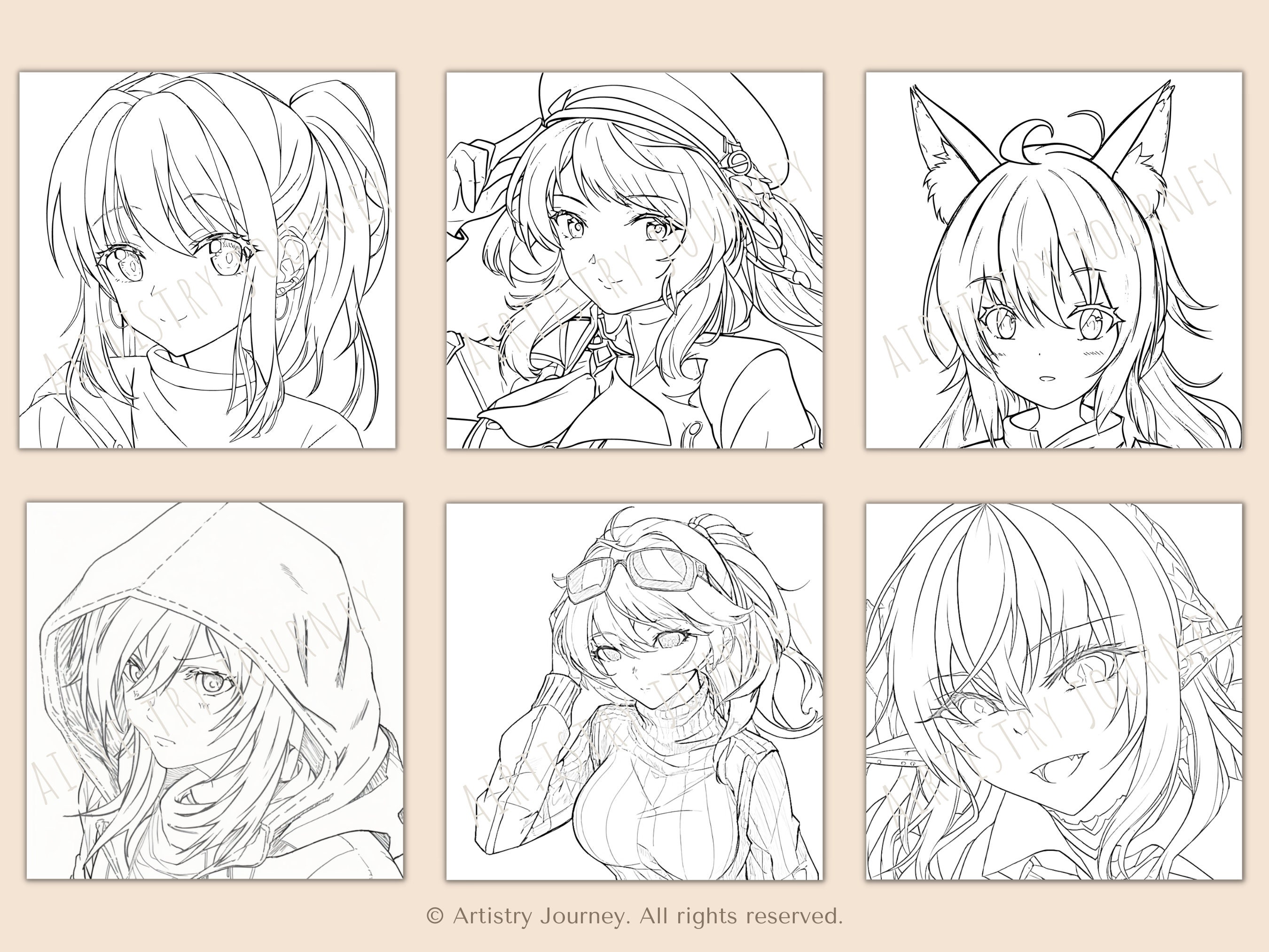 Simple Anime Coloring Pages Manga Coloring Book Digital - Etsy