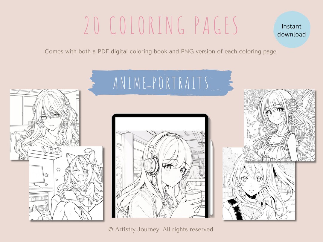 Anime Coloring Pages Manga Coloring Book Digital Download - Etsy