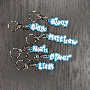 Customizable Bluey Themed Keychain with Personalised Name - Back to School Gifts