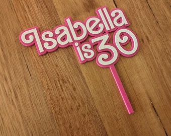 Personalised Barbie Style  Cake Topper - Glamorous Cake Decoration for a Stylish Celebration Custom cake topper - Name & Age