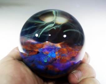Aurora Borealis Ball Paperweight, Beautiful paperweight, Gifts for colleagues, office decorations, desk decor, Pandora  Borealis Resin Ball