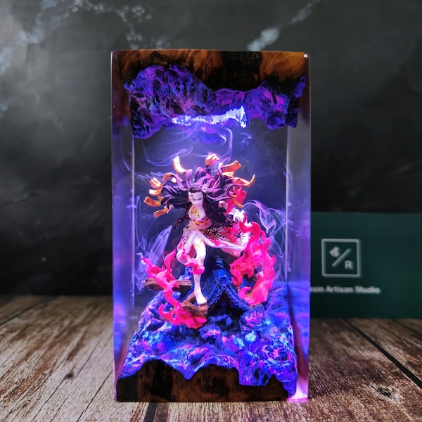 Custom Anime Demon Slayer Resin Night Light, Demon Slayer Figure, Kamado Nezuko figure, Hot Anime Model, Birthday idea gift, Mother day Gift