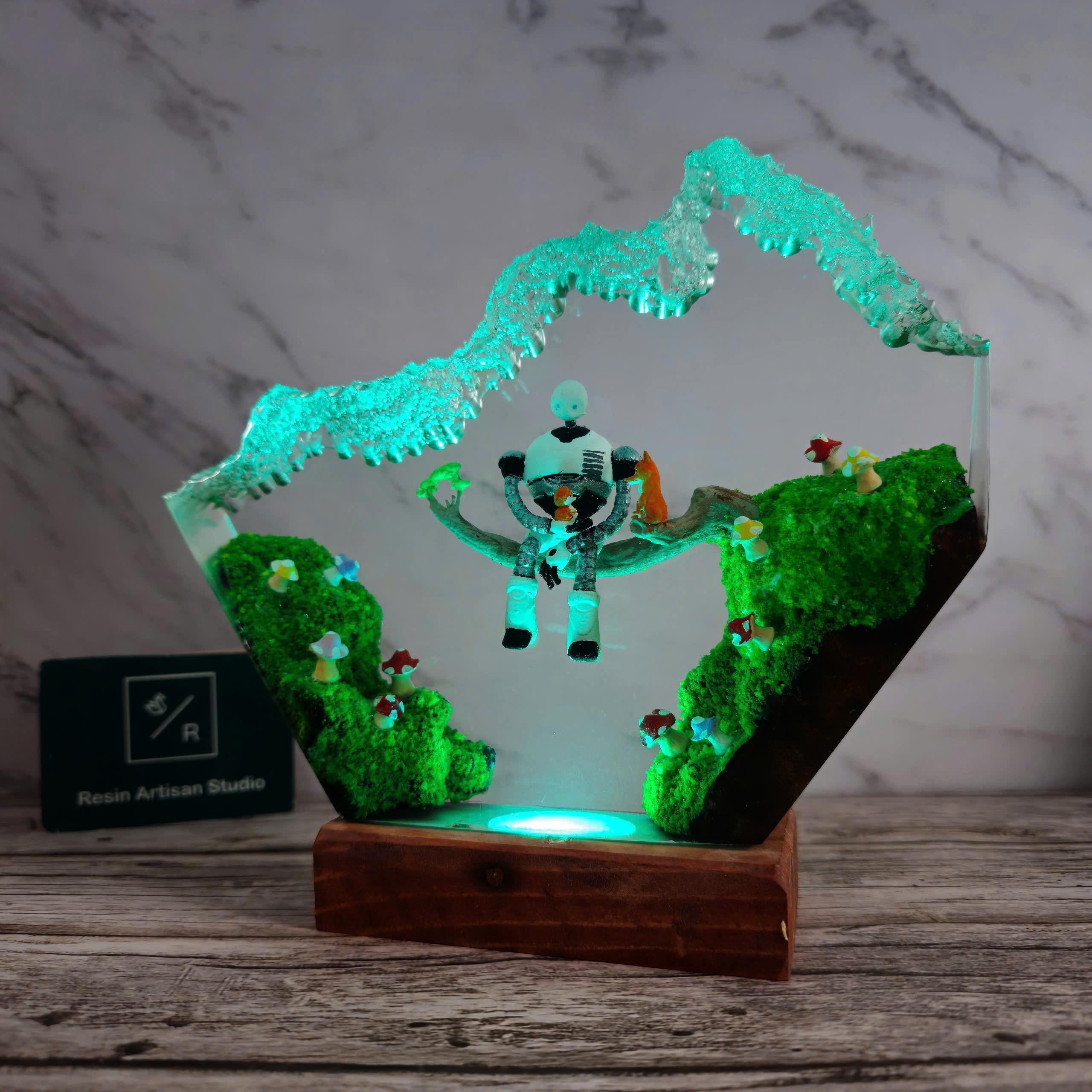 1点物　美品　ロイ.タボラ Jewel of the Night The Wild Robot, Resin Decorative Lights, Art Night Light, Touching