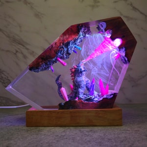 Handmade Diorama Monster lamp, the new em.pire, Land inside the Earth, Resin Lamp, Night Light, epoxy, Resin Wood Art Lamp, Home decor