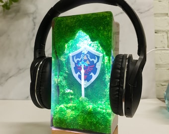 Master Sword with Silent Princess Flower Night light - hylian shield figure, Gaming Decor,LoZ/TOTK/BOTW Christmas Gifts, Hylian shield zelda