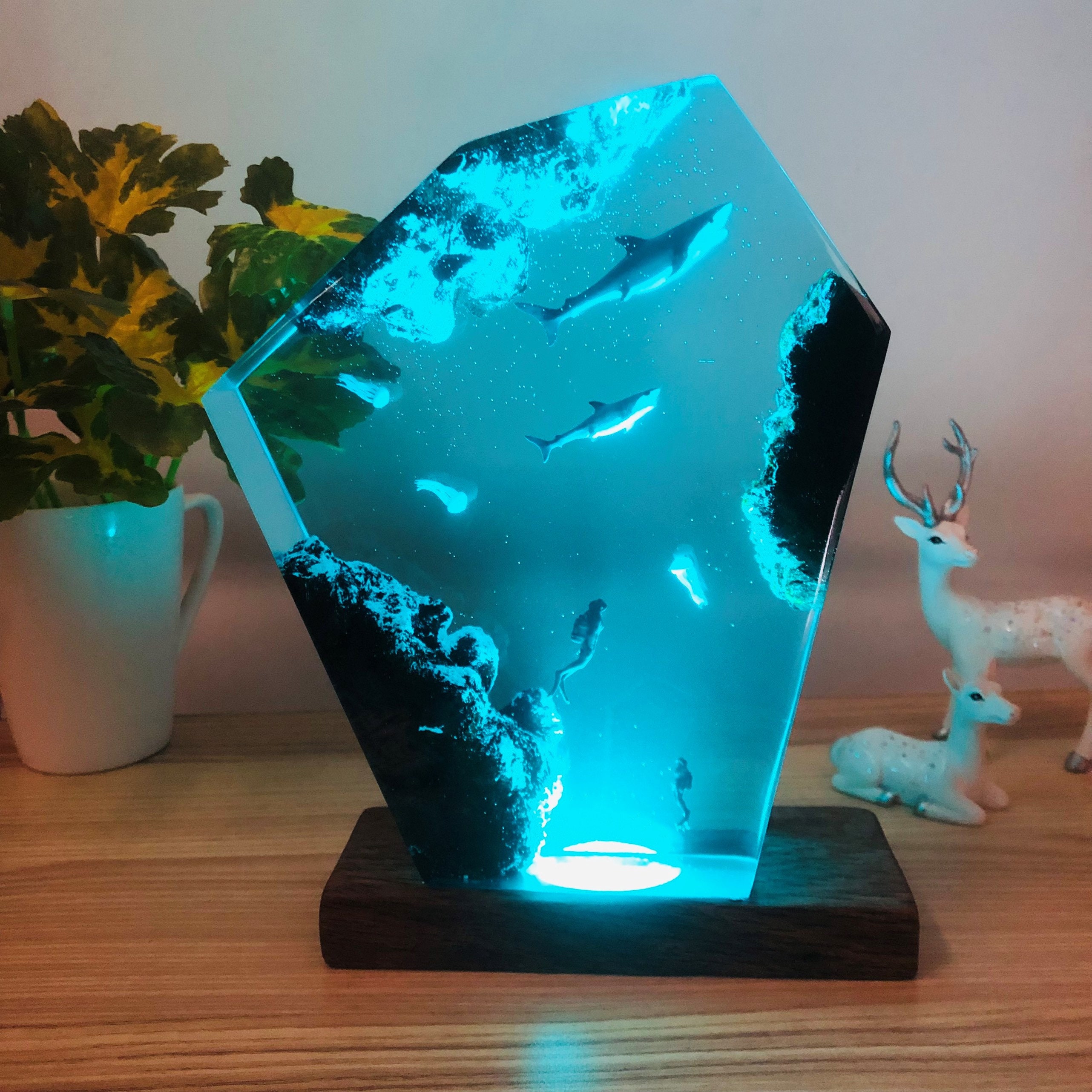 Mother Shark and Baby Shark Night Light Mermaid Treasure Etsy