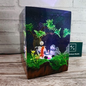 Customer the wild robot resin Lamp, Robot lamp, the wild robot mother day, Rozzum 7134, Gift for kids, Resin decor home, Roz and Brightbill