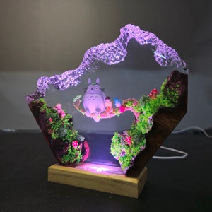 Hallowen Gift, Epoxy resin wood lamp famous anime, epoxy resin lamp, Custom Night Light, Housewarming gift, Birthday Gift, Christmas gift