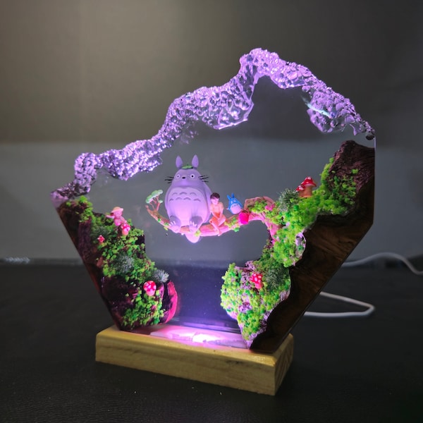 Idea de regalo para la vuelta al cole, lámpara de madera de resina epoxi con diseño de anime famoso, lámpara de resina epoxi, luz nocturna personalizada, regalo de inauguración de casa, regalo de cumpleaños