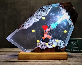 ANIME Night Lamp Epoxy lamp handmade from wood and resin Custom Anime Night Light wood lamp  Anime Night light Gift for him Custom Anime