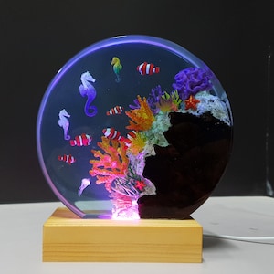 海洋エポキシ樹脂ナイトライト：魅惑的な海洋生物の装飾、ランプの装飾、テーブルランプ、海洋ランプの装飾