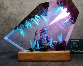 Customer Back to shool day, Diorama Monster and the Land inside the Earth, diorama monster resin lamp, Night Light, Resin Art Lamp,