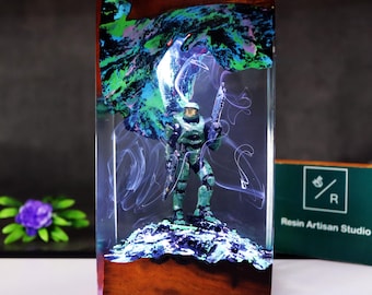Halo Master Chief Night light, Halo Figure Decor home, Unique night light, Warrior Lamp, Warrior Figure, Gift for gamer, Mother's day Gift